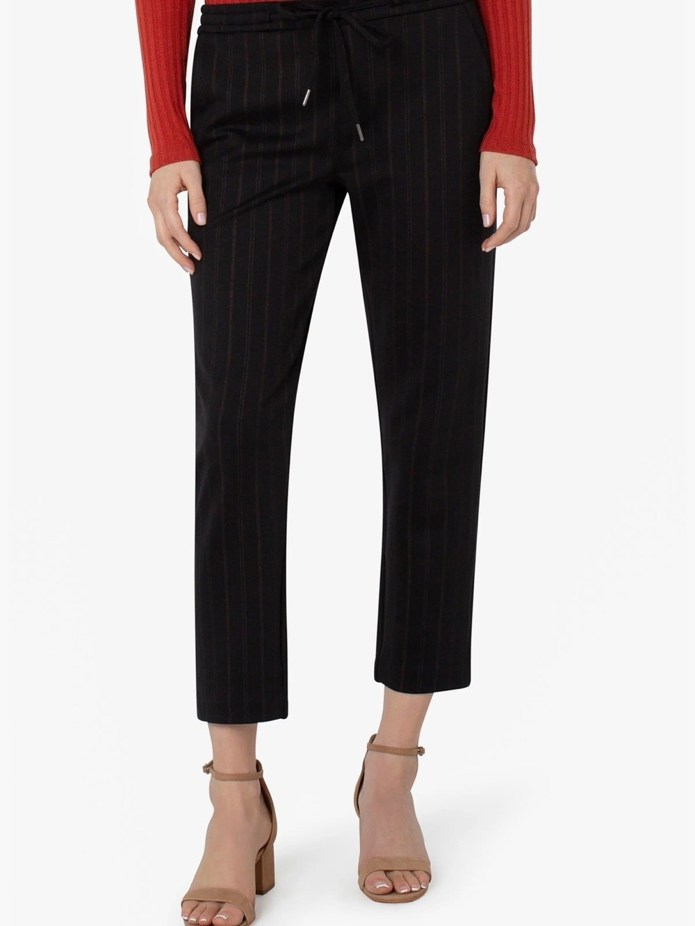 Liverpool Black Pinstripe Knit Jogger Pants
